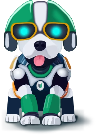 Drawn image of the crwl.io mascot robot dog Robert